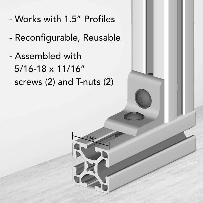 80/20 8020, 4302, 15 Series Aluminum 2 Hole Inside Corner Bracket 90 Degree Angle Bracket for 80/20 T Slot Extruded Aluminum Extrusion (10, Clear Anodize) - Image 4